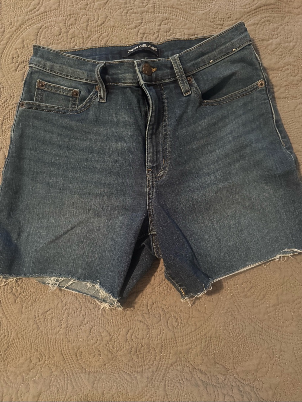Calvin Klein Jeans Blue Denim Cut-Off Frayed Shorts